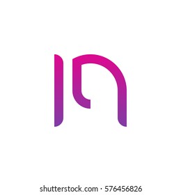 initial letter logo nl, ln, l inside n rounded lowercase purple pink