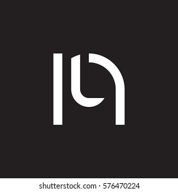 initial letter logo nl, ln, l inside n rounded lowercase white black background