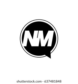 Initial letter logo nm inside speech bubble black