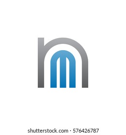 logotipo de la letra inicial nm, mn, m en el interior de un gris azul redondeado en minúsculas