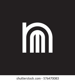 initial letter logo nm, mn, m inside n rounded lowercase white black background