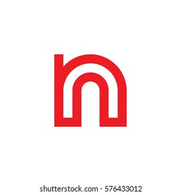 initial letter logo nn, n inside n rounded lowercase red flat