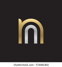 initial letter logo nn, n inside n rounded lowercase logo gold silver