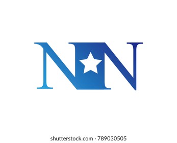 Initial letter logo NN uppercase blue template with star