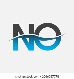 Initial letter logo NO company name blue and black color swoosh design. vector logotype for business and company identity.