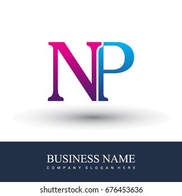initial letter logo NP colored red and blue, Vector logo design template elements for your business or company identity