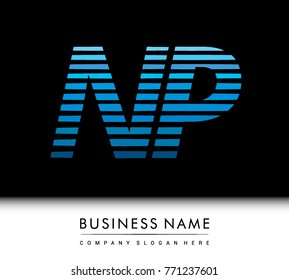 initial letter logo NP colored blue with striped compotition, Vector logo design template elements for your business or company identity
