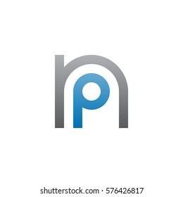 initial letter logo np, pn, p inside n rounded lowercase blue gray