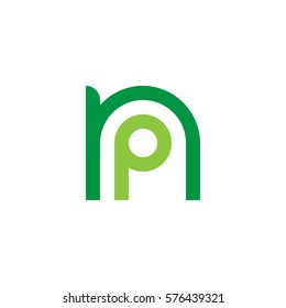 initial letter logo np, pn, p inside n rounded lowercase green flat