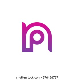 initial letter logo np, pn, p inside n rounded lowercase purple pink