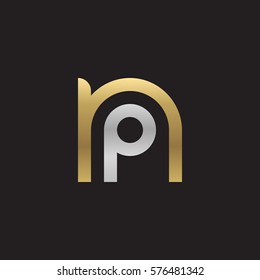 initial letter logo np, pn, p inside n rounded lowercase logo gold silver