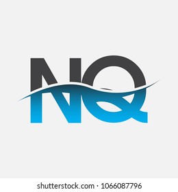 Initial letter logo NQ company name blue and black color swoosh design. vector logotype for business and company identity.