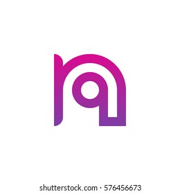 initial letter logo nq, qn, q inside n rounded lowercase purple pink