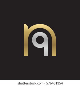 initial letter logo nq, qn, q inside n rounded lowercase logo gold silver
