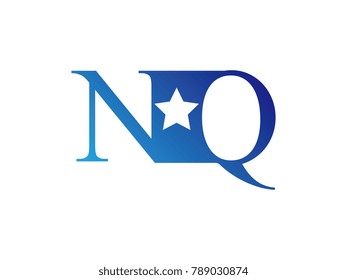 Initial letter logo NQ uppercase blue template with star