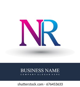 initial letter logo NR colored red and blue, Vector logo design template elements for your business or company identity