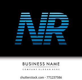 initial letter logo NR colored blue with striped compotition, Vector logo design template elements for your business or company identity
