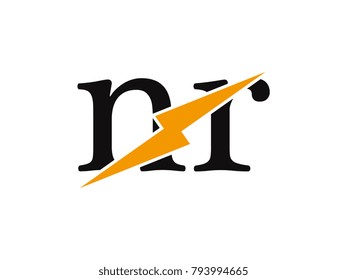 Initial letter logo nr lowercase thunder vector design