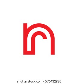 initial letter logo nr, rn, r inside n rounded lowercase red flat