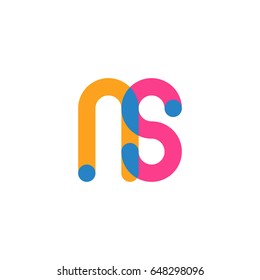 Initial letter logo NS overlapping round line, yellow blue magenta
