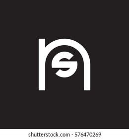 initial letter logo ns, sn, s inside n rounded lowercase white black background