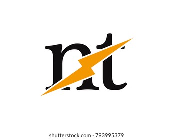 Initial letter logo nt lowercase thunder vector design