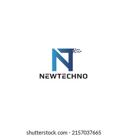 letra inicial abstracta N y T en color azul aislado en fondo blanco aplicado para el diseño del logotipo de internet y tecnología también adecuado para las marcas o empresas con nombre inicial NT o TN