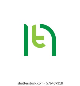initial letter logo nt, tn, t inside n rounded lowercase green flat