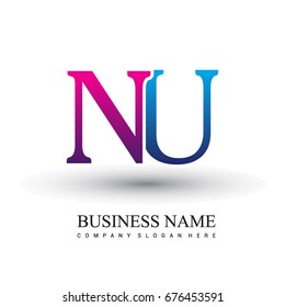 initial letter logo NU colored red and blue, Vector logo design template elements for your business or company identity
