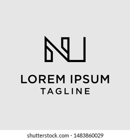 initial letter logo NU, UN, logo template