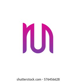 initial letter logo nu, un, u inside n rounded lowercase purple pink