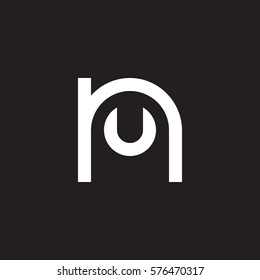 initial letter logo nu, un, u inside n rounded lowercase white black background