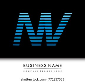 initial letter logo NV colored blue with striped compotition, Vector logo design template elements for your business or company identity
