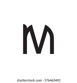initial letter logo nv, vn, v inside n rounded lowercase black monogram