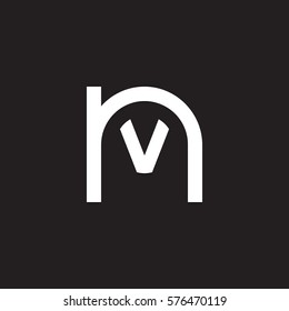 initial letter logo nv, vn, v inside n rounded lowercase white black background