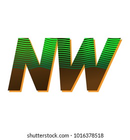 initial letter logo NW colored green and brown with striped composition, Vector logo design template elements for your business or company identity