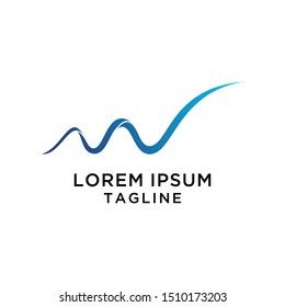 logotipo de letra inicial NW Wave, plantilla de logotipo