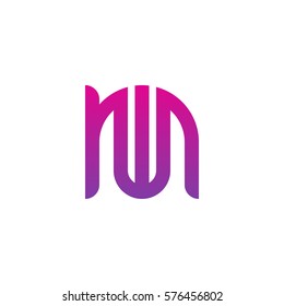 initial letter logo nw, wn, w inside n rounded lowercase purple pink