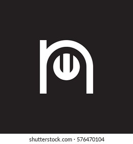 initial letter logo nw, wn, w inside n rounded lowercase white black background