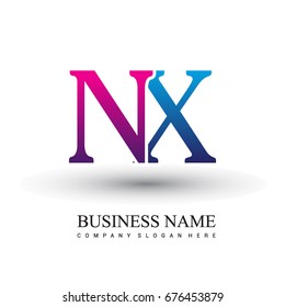 initial letter logo NX colored red and blue, Vector logo design template elements for your business or company identity