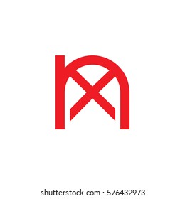 initial letter logo nx, xn, x inside n rounded lowercase red flat