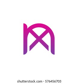 initial letter logo nx, xn, x inside n rounded lowercase purple pink