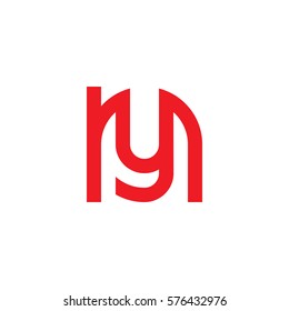 initial letter logo ny, yn, y inside n rounded lowercase red flat