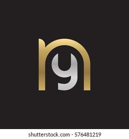 initial letter logo ny, yn, y inside n rounded lowercase logo gold silver
