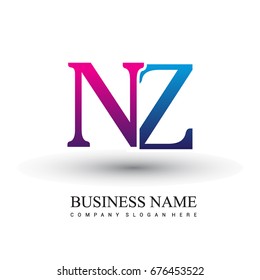 initial letter logo NZ colored red and blue, Vector logo design template elements for your business or company identity