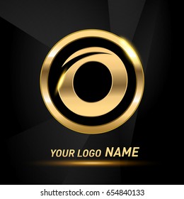 initial letter logo o inside circle shape, rounded lowercase logo gold on dark background