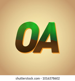 initial letter logo OA colored green and brown with striped composition, Vector logo design template elements for your business or company identity