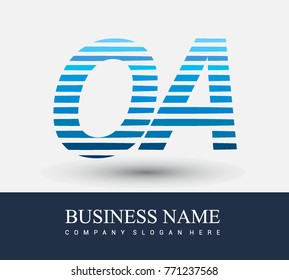 initial letter logo OA colored blue with striped compotition, Vector logo design template elements for your business or company identity
