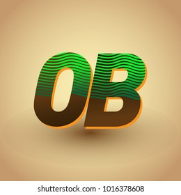 initial letter logo OB colored green and brown with striped composition, Vector logo design template elements for your business or company identity