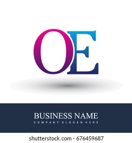 initial letter logo OE colored red and blue, Vector logo design template elements for your business or company identity
